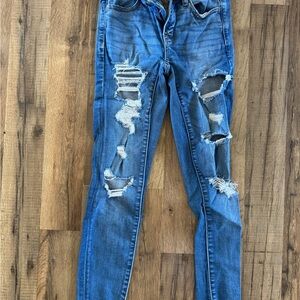 American Eagle Outfitters Ripped Blue Skinny Jeans